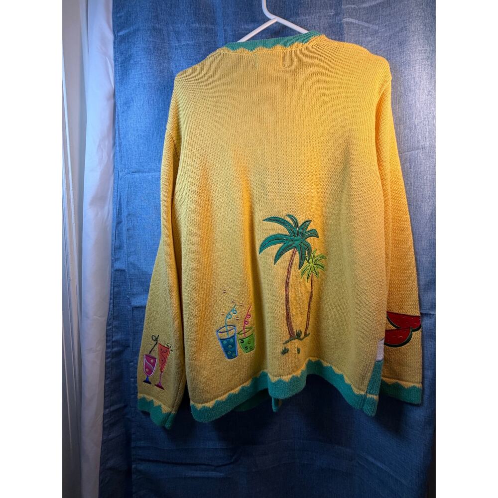 Quacker Factory Cardigan L Beach Vacation Embellished Coastal Grandma Vintage - Picture 9 of 14